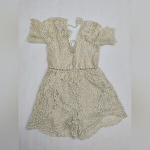 Source Unknown Cream Lace Romper